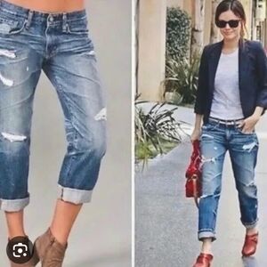 AG Adriano Goldschmied Ex BOYFRIEND SLOUCHY SLIM Distressed Jeans Crop Ripped